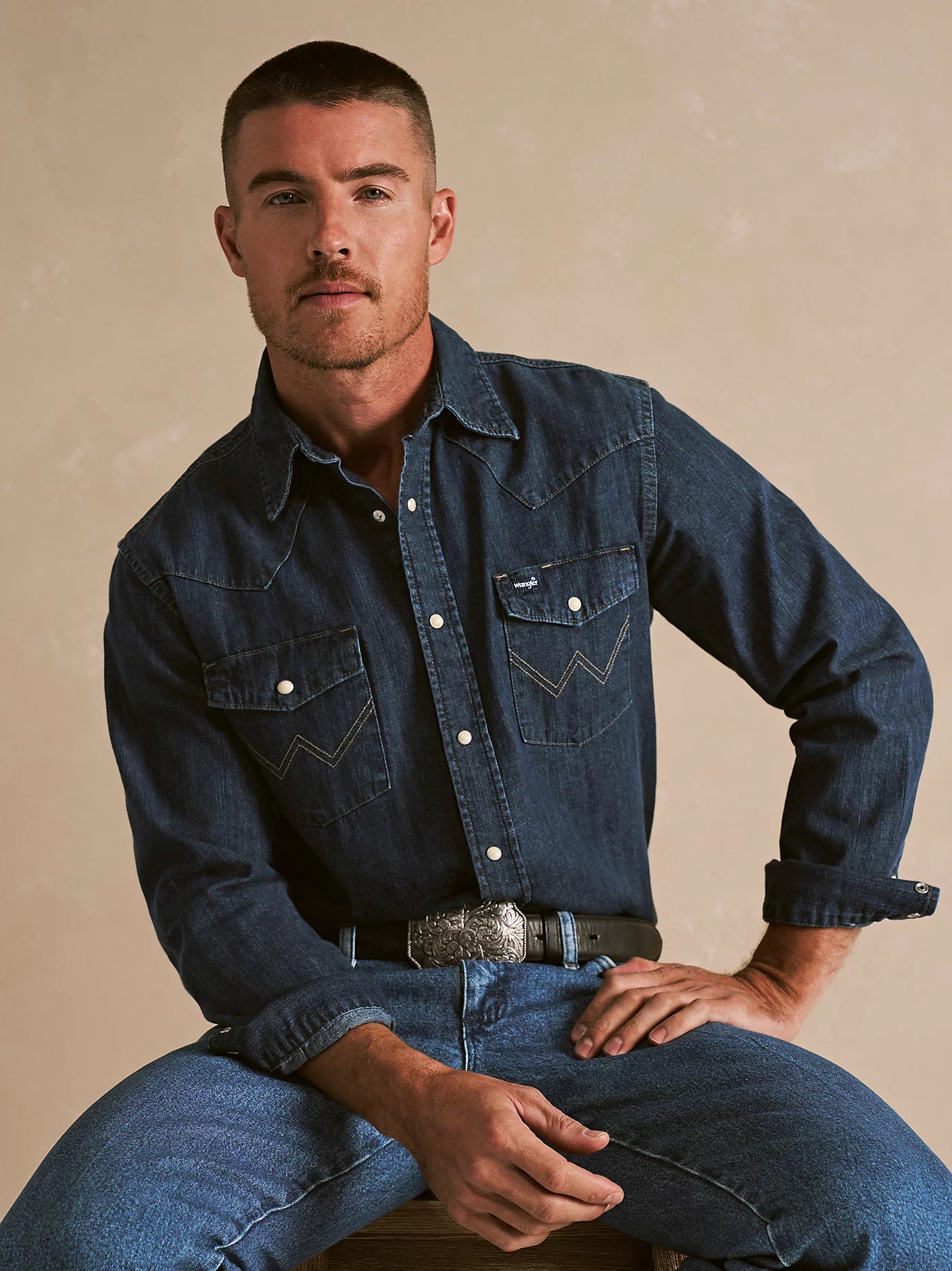 Cowboy Cut® Long Sleeve Western Denim Snap Work Shirt